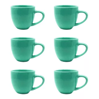 Jogo 12 Xicara Café Chá Porcelana 95ml Colorida Cor Verde