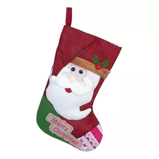 Bota Meia Papai Noel Enfeite Decoração Natal Luxo Wincy 45cm Papai Noel Barba Branca