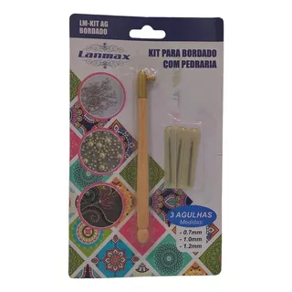 Kit Com 3 Agulhas Para Bordar Bordado Crochê Com Pedraria