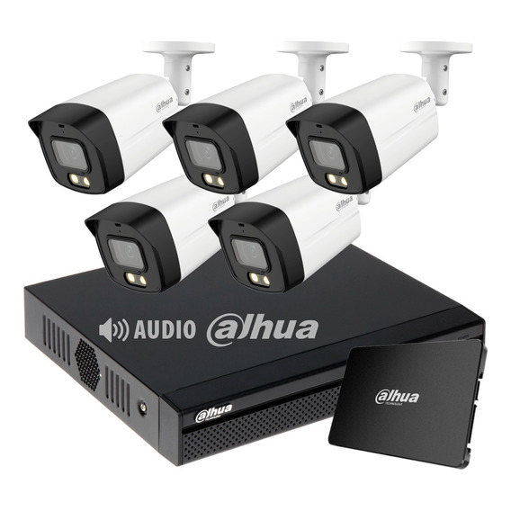 Kit 5 Camaras Seguridad Dahua Con Audio 1080p 2mp + 1tb