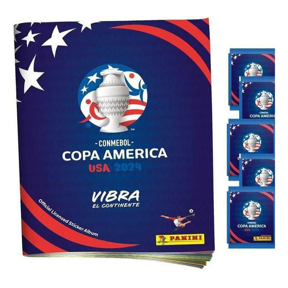 Pack Álbum Tapa Blanda Copa América 2024 + 50 Láminas