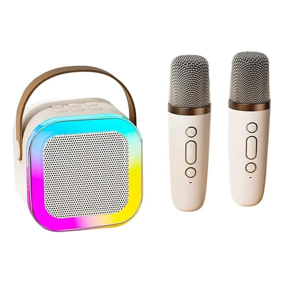 Parlante Bluetooth Karaoke Led Con Dos Microfonos 