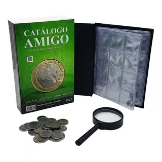 Catálogo Amigo + Pasta 120 Moedas + Brindes Lupa + 20 Moedas