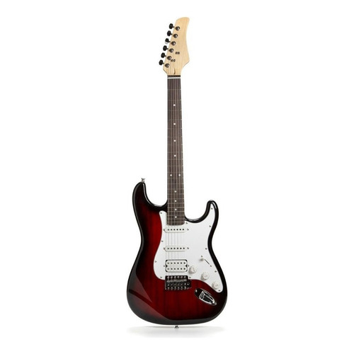 Guitarra eléctrica Femmto Stratocaster EG001 de aliso 2020 roja y negra brillante con diapasón de mdf