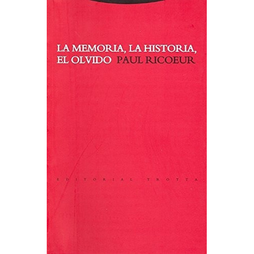 La Memoria, La Historia, El Olvido: Sin Datos, De Paul Ricoeur. Serie Sin Datos, Vol. 0. Editorial Trotta, Tapa Blanda, Edición Sin Datos En Español, 2013