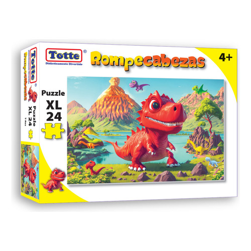 Rompecabezas Totte Dinosaurio T Rex | 24 Piezas Extra Grandes | Apto Para Uso Infantil