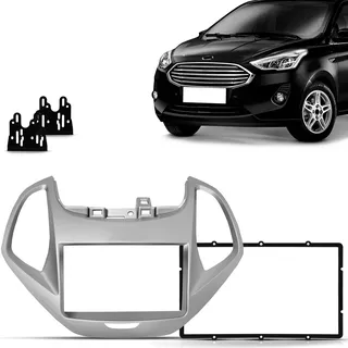 Moldura Painel Dvd 2 Din Mp5 Ford Ka Ka+ 2019 A 2021 Prata