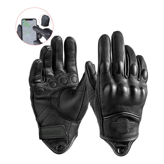 Guantes De Moto 100% Piel De Cabra Para Pantallas Táctiles