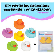 Kit Patinhos Brinquedo Banheira Bebe  + Saco Organizado