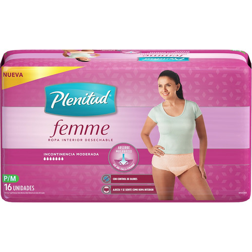 Pañales para adultos descartables Plenitud Ropa Interior Femme P/M x 16 u