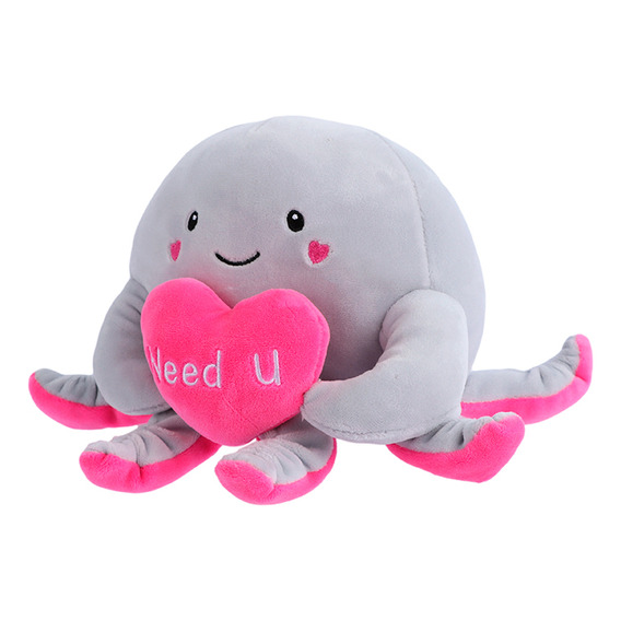 Miniso Peluche  Pulpo Con Corazón Felpa Gris 17x20 Cm