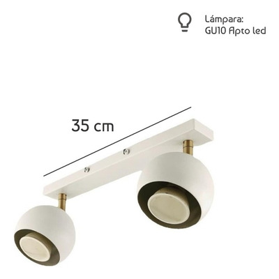 Aplique 2 Luces Mini Mun Blanco Con Dorado Apto Gu10 Lmp