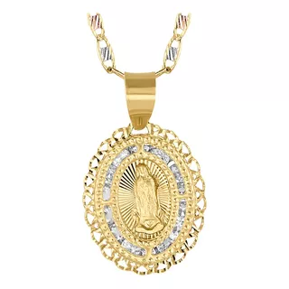 Medalla Virgen  Guadalupe Oro 10 Kilates Con Cadena Oro 10k