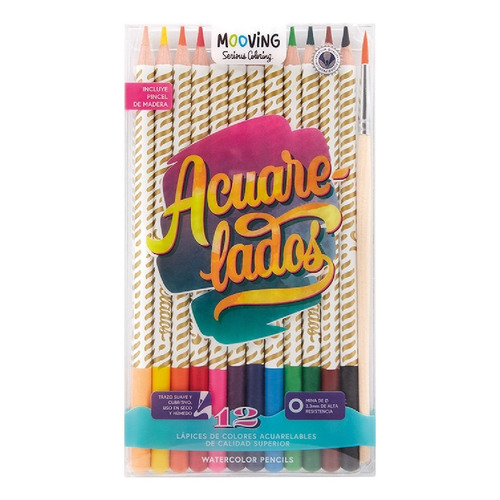 Lapices De Color Acuarelables Mooving Coloring X12 Colores Color del trazo Multicolores