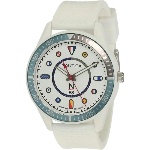 Rel gio de pulso Nautica NAPSPVC02 com corpo branco anal gico