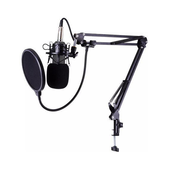 Microfono Con Brazo Estudio Condensador Live Broadcast Atrix Color Negro