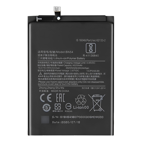 Batería Pila Para Teléfono Xiaomi Redmi 9 Bn54 