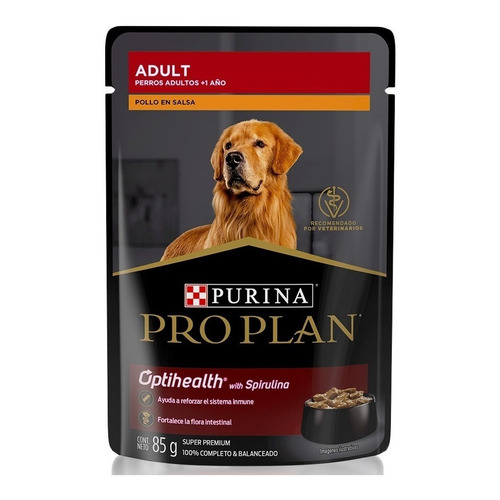 Alimento Pro Plan OptiHealth Pro Plan para perro adulto todos los tamaños sabor pollo en salsa en sobre de 85g