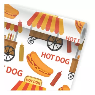 Papel De Parede Hot Dog Cachorro Quente Kit 02 Rolos A600