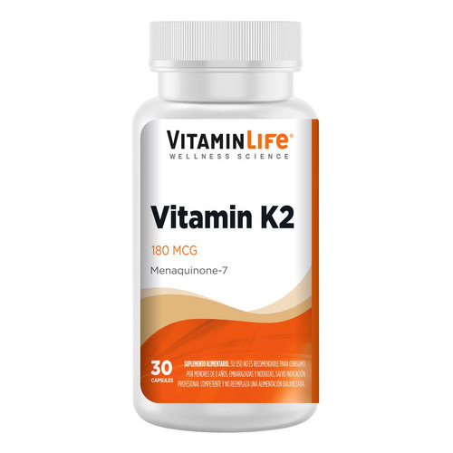 Vitamina K2 180 Mcg 30 Caps - Vitaminlife Sabor Sin sabor