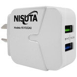 Cargador 220v Rapido Nisuta 2 Puertos Usb 2.4a + Cable Usb C