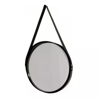 Espelho  Decorativo Sala Banheiro Redondo 33cm C/alça Cor Da Moldura Preto