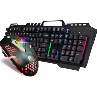 Combo Gamer  Kit Teclado E Mouse Led Rgb Periféricos Evolut