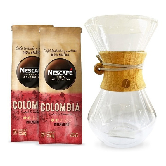 Café Fina Selección Colombia 2x250g+cafetera Chemex Deregalo