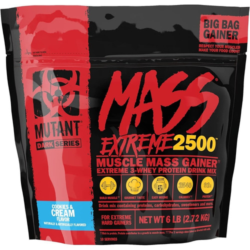 Proteina Mutant Mass Extreme 2500 6 Lbs Ganador De Peso Sabor Vainilla