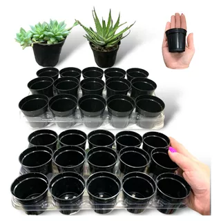 30 Mini Vasos Plástico 5,5cm+ Bandeja  P/ Suculentas-cactos 