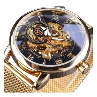 Reloj Hombre Mecánico Forsining Lujo Skeleto Acero Inoxidabl