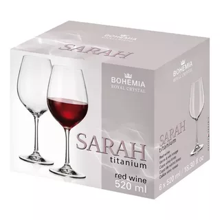 Set X 6 Copa Cristal Agua Vino Bohemia Sarah Titanium 520 Ml Color Transparente