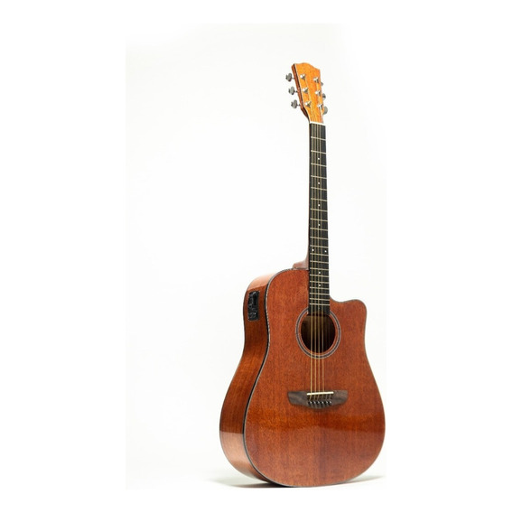 Guitarra Electroacústica Deviser L-825a Con Funda Incluida Color Caoba Orientación De La Mano Derecha