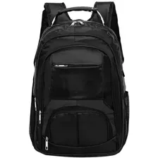 Mochila Notebook 17 Impermeável Reforçada Grande Masculina Escolar Trabalho Rincostar Preta Preto Liso
