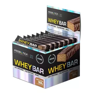 Suplemento En Barra Probiótica  Whey Bar Proteínas Sabor Cookies & Cream En Display De 960g 24 Un