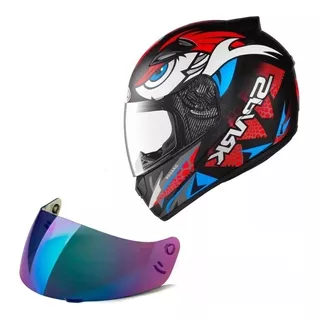 Capacete Moto Ebf Spark Dragon Vermelho + Viseira Camaleão