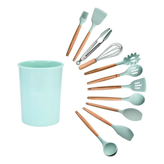 Kit 12 Utensilios Cocina Reposteria Durables Uso Profesional Color Agua