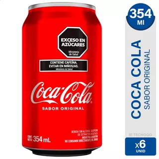 Coca Cola Lata 354ml Original Gaseosa Pack X6 Latas