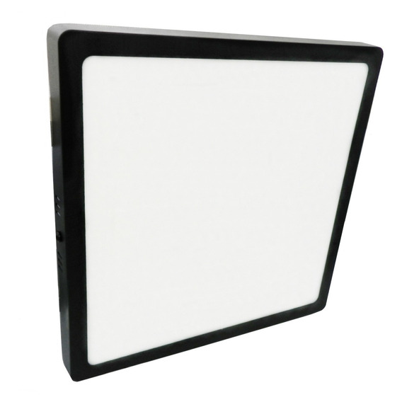 Panel Plafon Led 24w Cuadrado Aplicar Negro Macroled 6000k