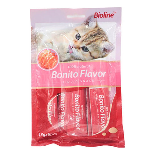 Snack Cremoso Para Gatos Bioline Sabor Bonito Flavor 6 Un