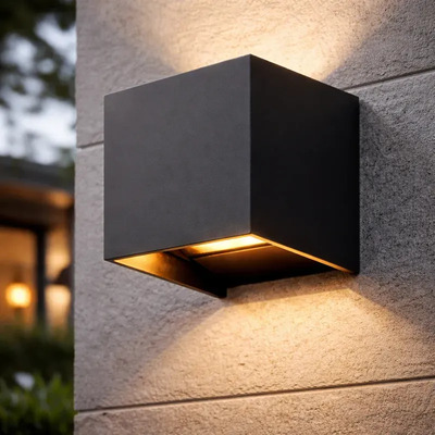 Aplique Led Exterior Queen Bidireccional Negro Luz Desing Negro