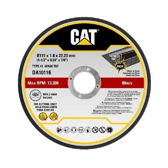 Set 10 Disco Corte Amoladora 115mm X 1,6 Mm Metal/inox Cat Color Negro