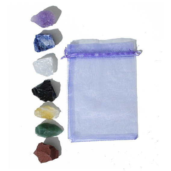 Kit 7 Chakras Piedras Energeticas Grandes En Bruto + Guia