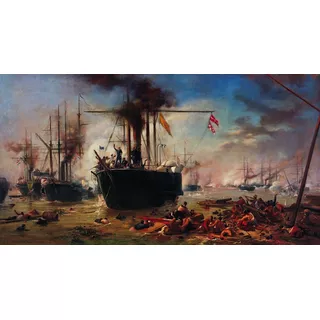 Batalha Naval Do Riachuelo De Meirelles Em Tela 140cmx75cm 