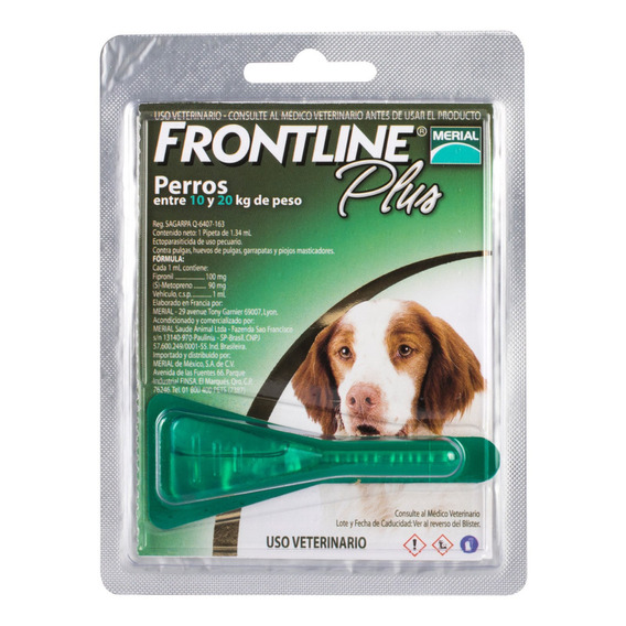 Pipeta Antipulgas Frontline Plus Perros De 10 A 20 Kg