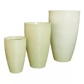 3 Vasos Planta 65x40+ 80x50+ 45x30 Oval Moderno Polietileno