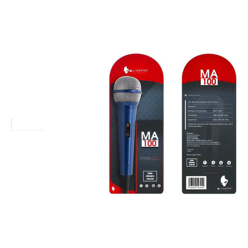Micrófono Alámbrico Alien Pro Ma-100 Negro Dinámico Unidirec Color Azul