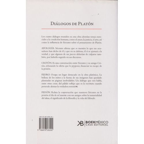 Dialogos De Platon, De Platón. Casa Editorial Boek Mexico, Tapa Blanda En Español, 0