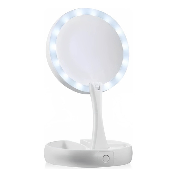 Espejo Con Luz Led Para Maquillaje Plegable + Aumento X 10