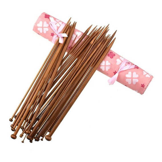 Set De 36 Palillos Rectos De Bambu Para Tejer - 35cm 